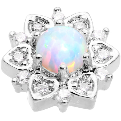 14G White Faux Opal Floral Glam Dermal Anchor Top