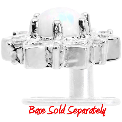 14G White Faux Opal Floral Glam Dermal Anchor Top