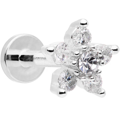 16G 1/4 Clear CZ Star Internally Threaded Labret