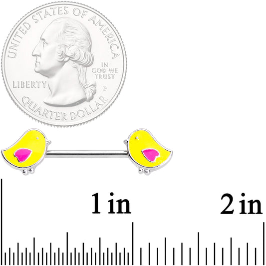 14G 5/8 Yellow Easter Chicks Barbell Nipple Ring Set