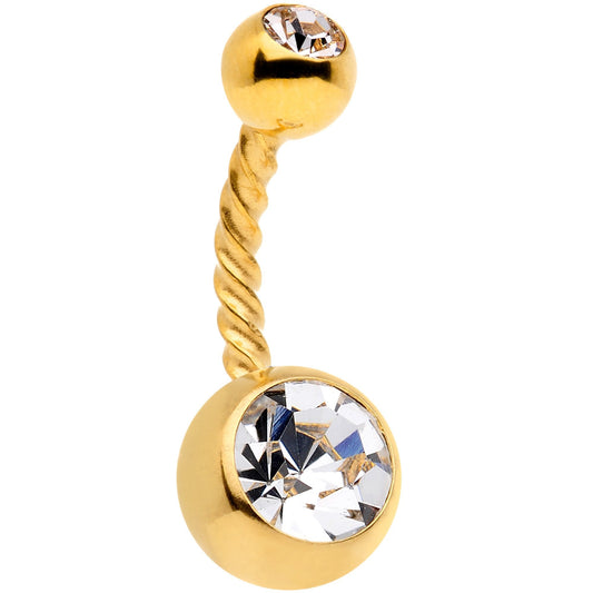 Clear Yellow Gem Totally Twisted Belly Ring Set of 4