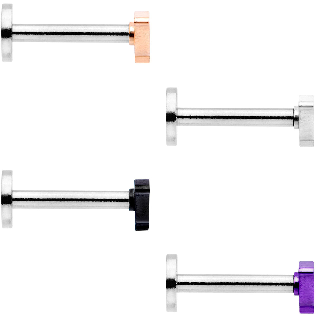 16G 5/16 Multicolor Dinosaur Internally Threaded Labret Set of 4
