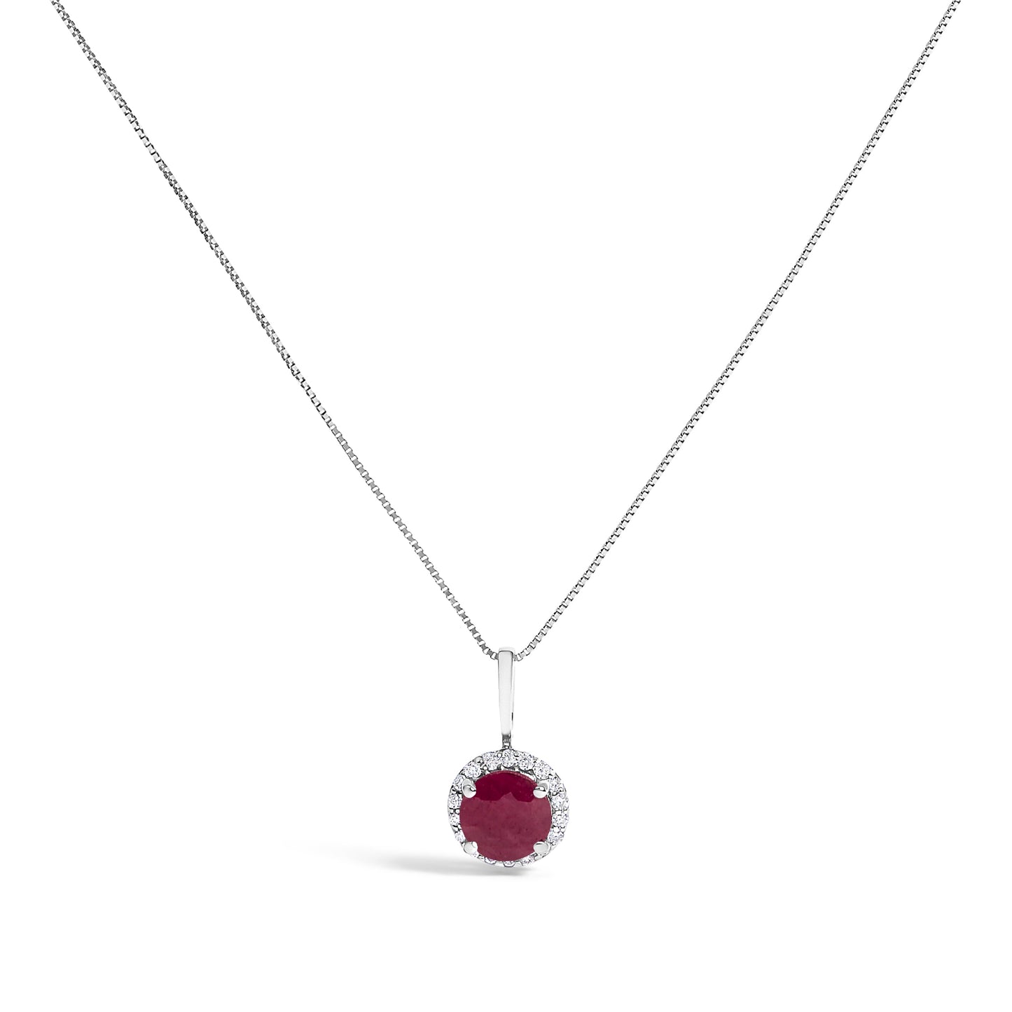 10K White Gold Purple Amethyst and 1/10 Cttw Diamond Accent Halo Pendant Necklace