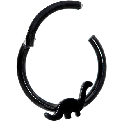 16G 3/8 Black Brontosaurus Dinosaur Hinged Segment Ring