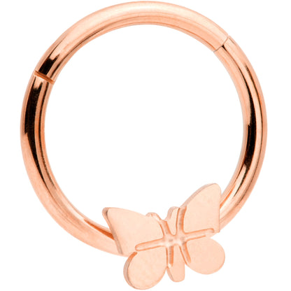16G 3/8 Rose Gold Tone Spring Butterfly Hinged Segment Ring