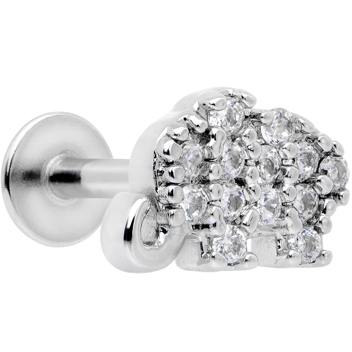 16G 5/16 Clear CZ Gem Lucky Elephant Labret Moroe Tragus