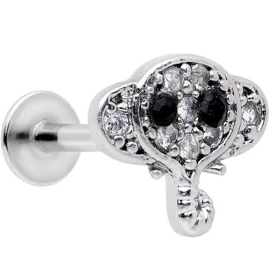 16G 5/16 CZ Gem Black Eye Elephant Labret Monroe Tragus