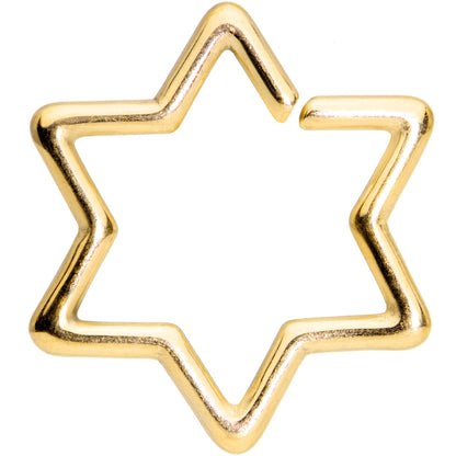 16G 5/16 Gold Tone Star of David Hexagram Closure Ring