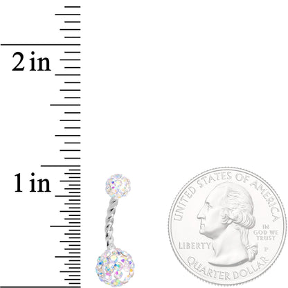 Aurora Gem Disco Ball Twisted Belly Ring Set of 3