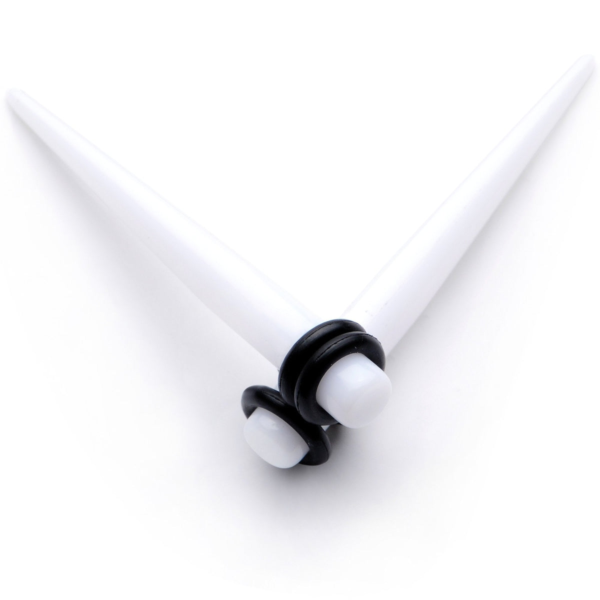 White Acrylic Straight Taper Set Available in Sizes  14G to 00G