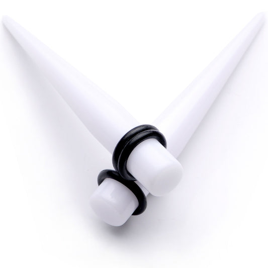 White Acrylic Straight Taper Set Available in Sizes  14G to 00G