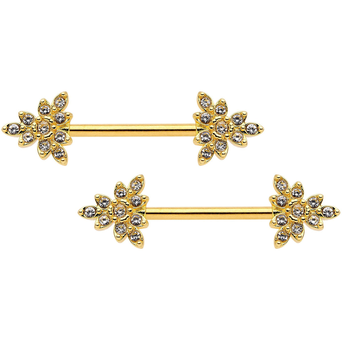 14G 9/16 Clear CZ Gem Elegant Triangle Nipple Ring Set