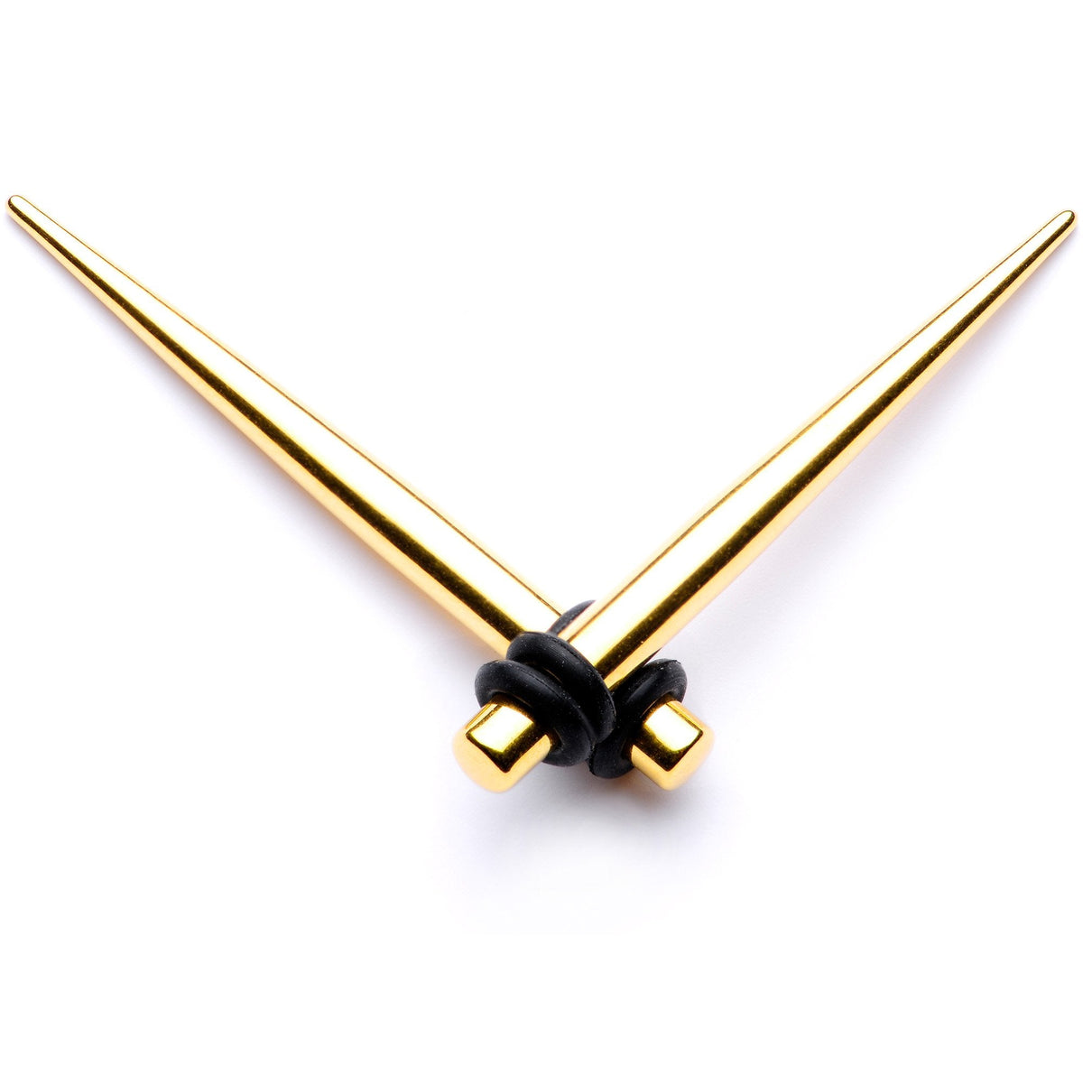 Gold Tone Anodized Straight Taper Set Available in Sizes  12G to 00G