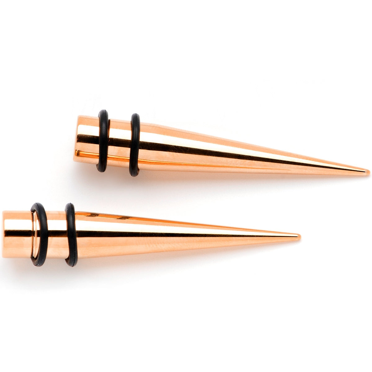 Rose Gold Tone Anodized Straight Taper Set Available in Sizes  14G to 00G