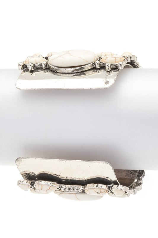 Turquoise Stone Statement Cuff Bangle