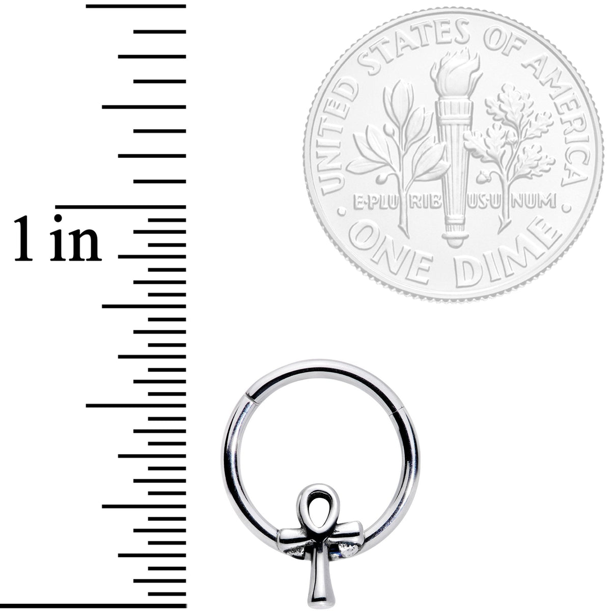 16G 3/8 Egyptian Ankh Hinged Segment Ring