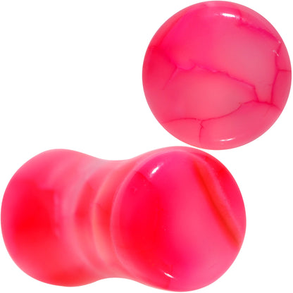Red Agate Stone Saddle Plug Set Available in Sizes 0G to 25mm