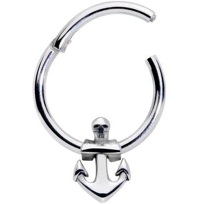 16G 3/8 Nautical Anchor Hinged Segment Ring