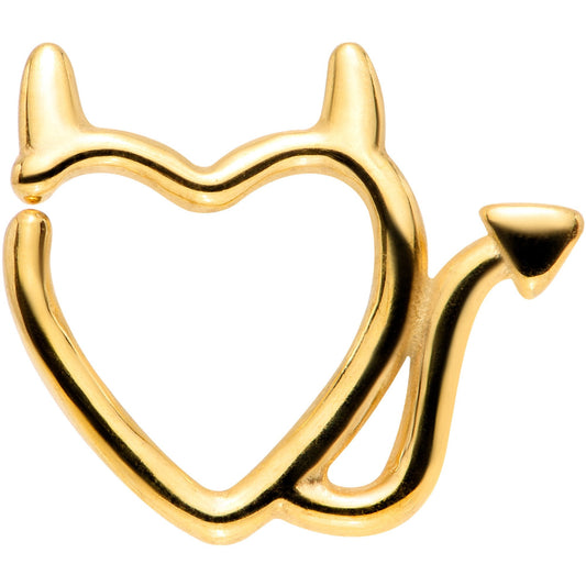 16G 5/16 Gold Tone Little Devil Heart Closure Ring