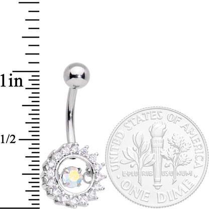 Clear Aurora Gem Elegant Dance Crown Belly Ring