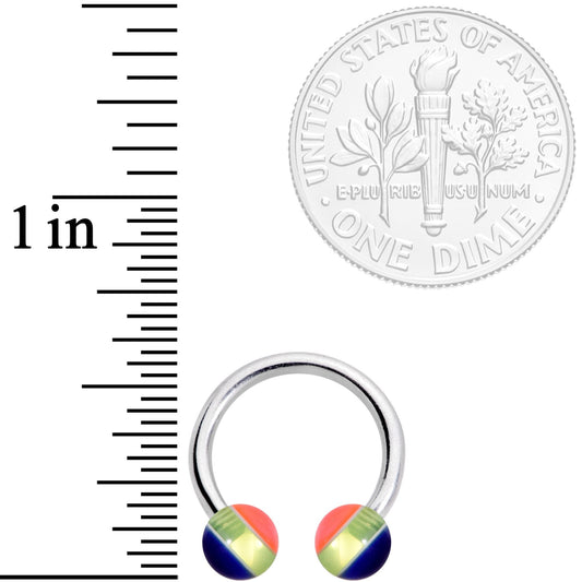 14G 7/16 Deco Stripe Acrylic Ball Horseshoe Circular Barbell