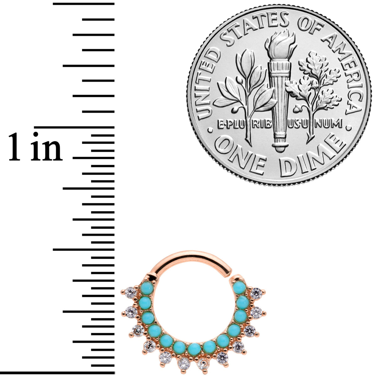 16G 5/16 Turquoise Rose Gold Tone Western Bendable Daith Cartilage