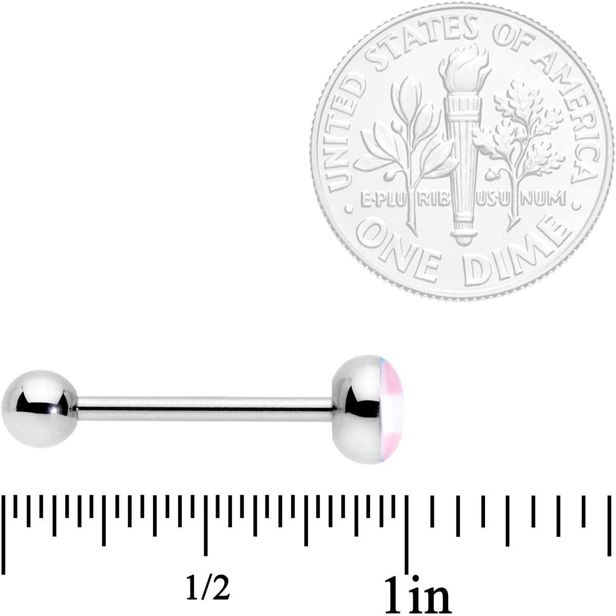 Pink Blue White Transgender Pride Flag Barbell Tongue Ring