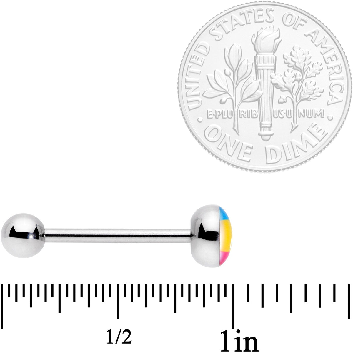 Red Yellow Blue Pansexual Pride Flag Barbell Tongue Ring
