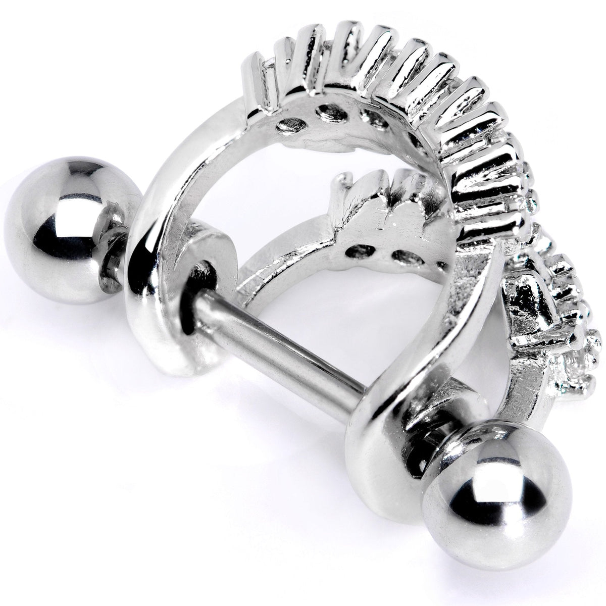 16G 1/2 Clear CZ Gem Scary Monster Fangs Cartilage Cuff