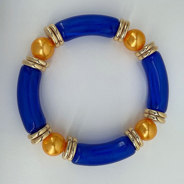 Two Tone Stretchy Bracelet with Pearls