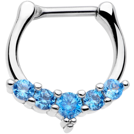 16G 3/8 Blue CZ Gem Blaze Cartilage Clicker