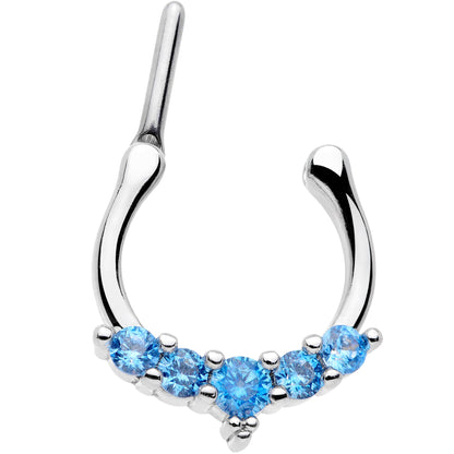 16G 3/8 Blue CZ Gem Blaze Cartilage Clicker