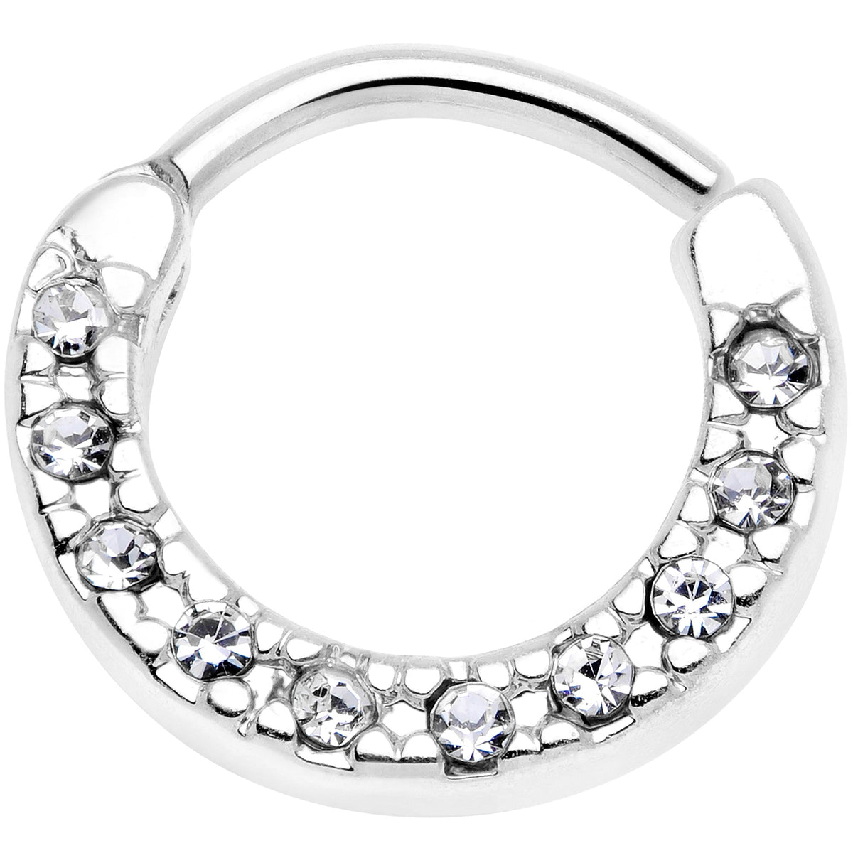 16G 5/16 Clear Gem Paved Cartilage Clicker