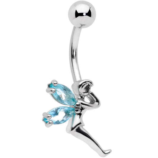 Clear Blue Gem Water Fairy Belly Ring Set of 3