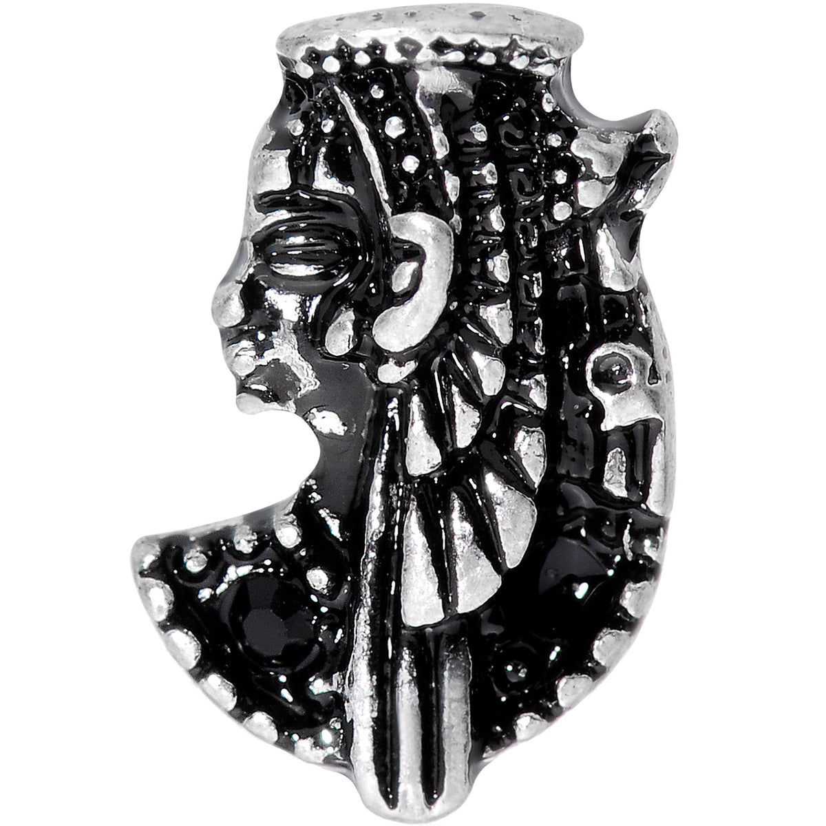 16G 1/4 Black Gem Egypt Cleopatra Anubis Cartilage Tragus Earring