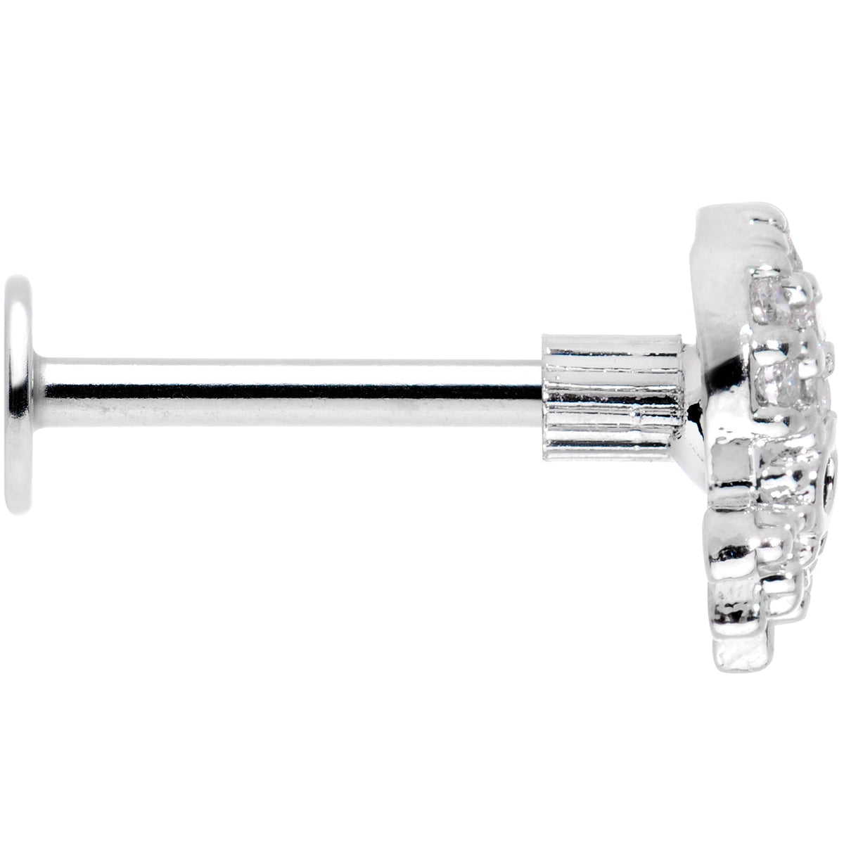 16G 5/16 Clear Black CZ Gem Octopus Internally Threaded Labret