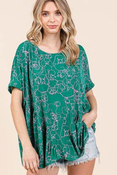 Mittoshop Abstract Print Round Neck Short Sleeve Top