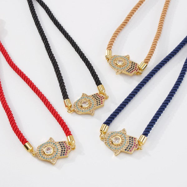18K Gold Plated Hamsa Cord Bracelets