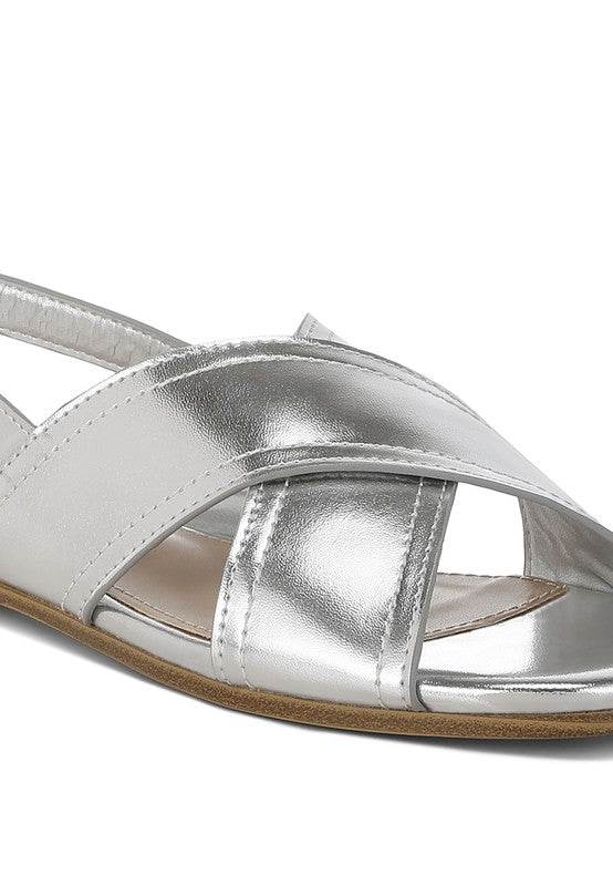 Kanon Metallic Pleather Criss-Cross Flats