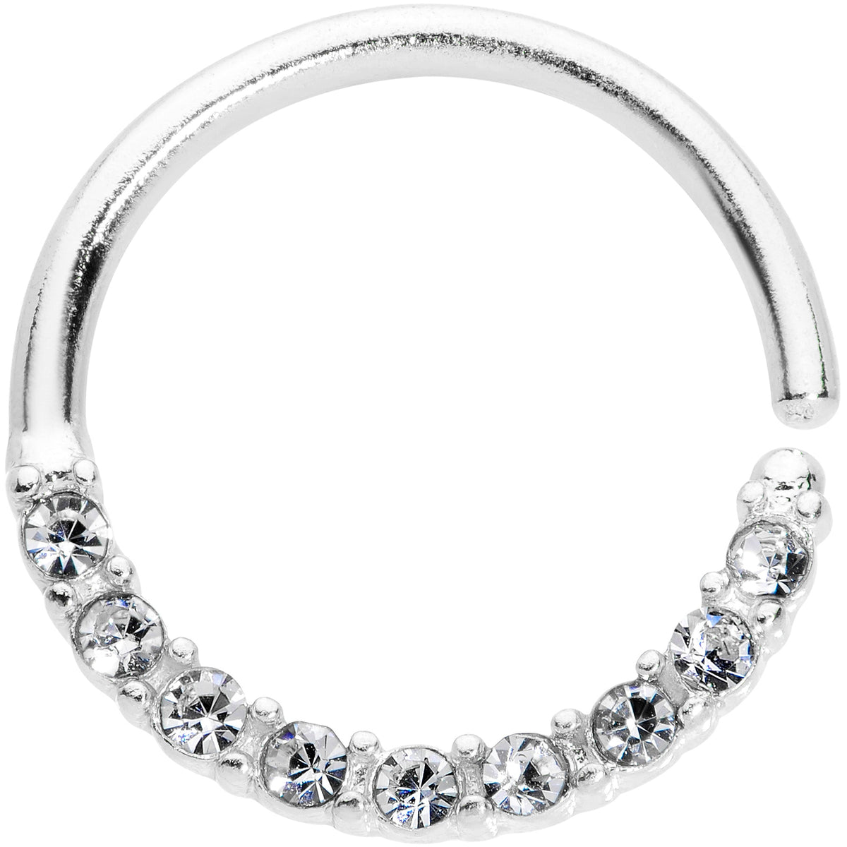 16G 3/8 Clear Gem Simple Elegance Seamless Circular Ring