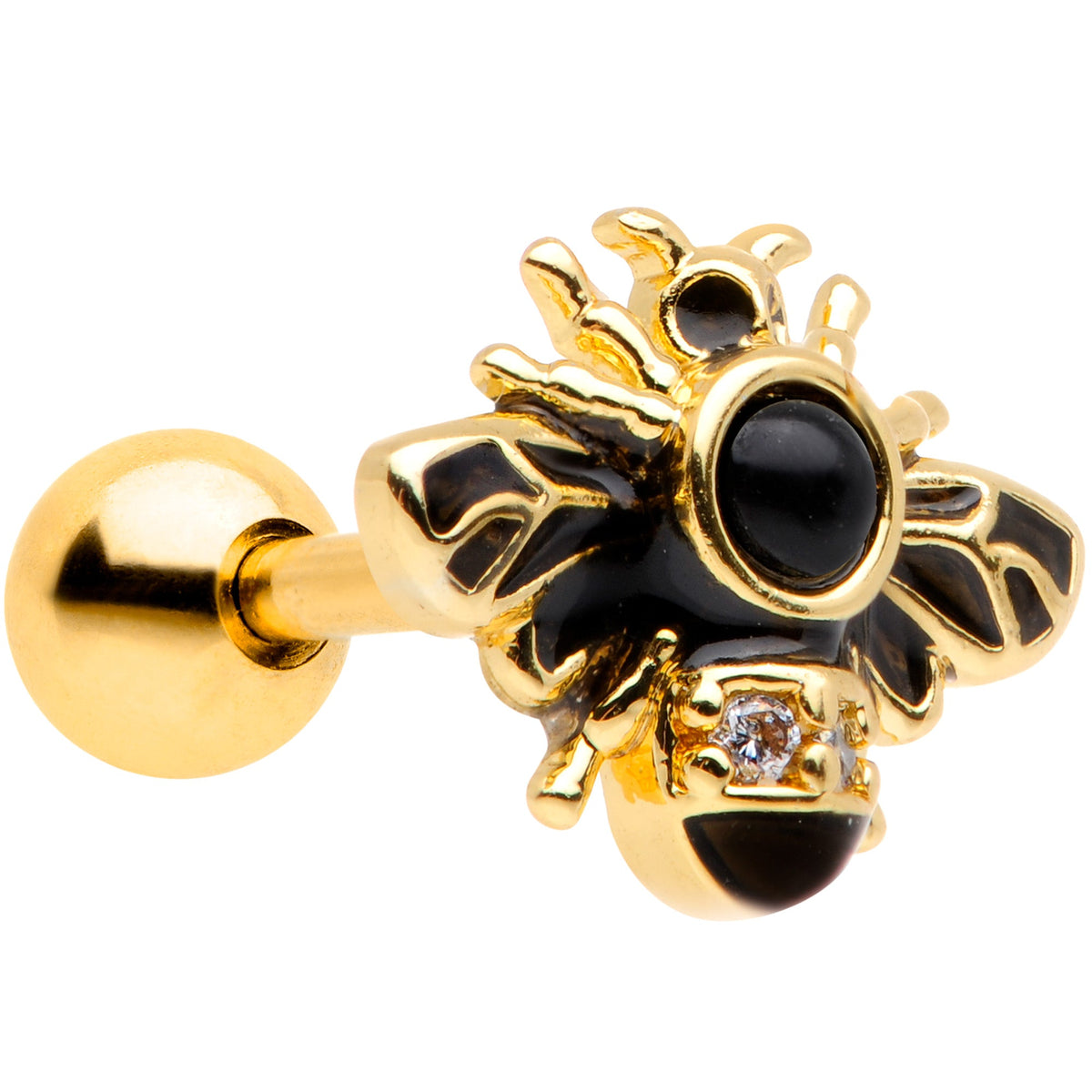 16G 1/4 Clear Gem Gold Tone Insect Bee Cartilage Tragus Earring