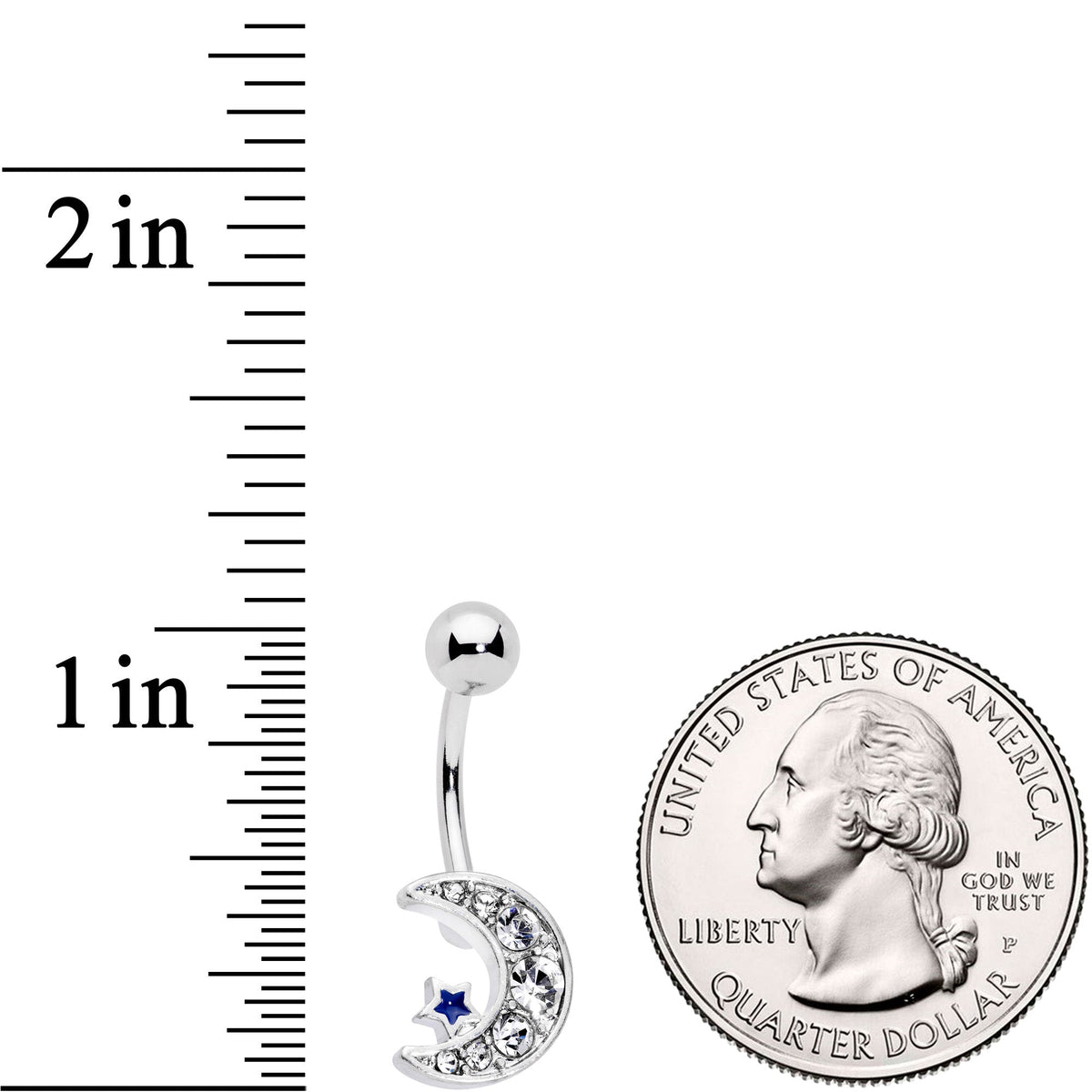 Clear CZ Gem Gold Tone Moon Belly Ring Set of 4