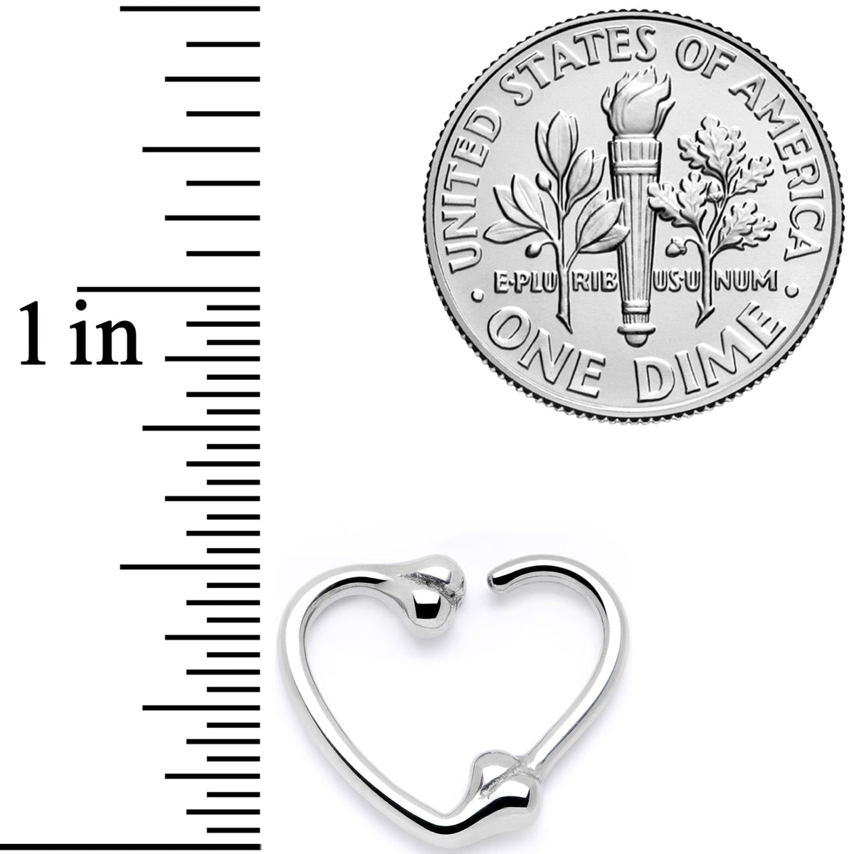 16G 3/8 Bone Heart Right Ear Closure Ring