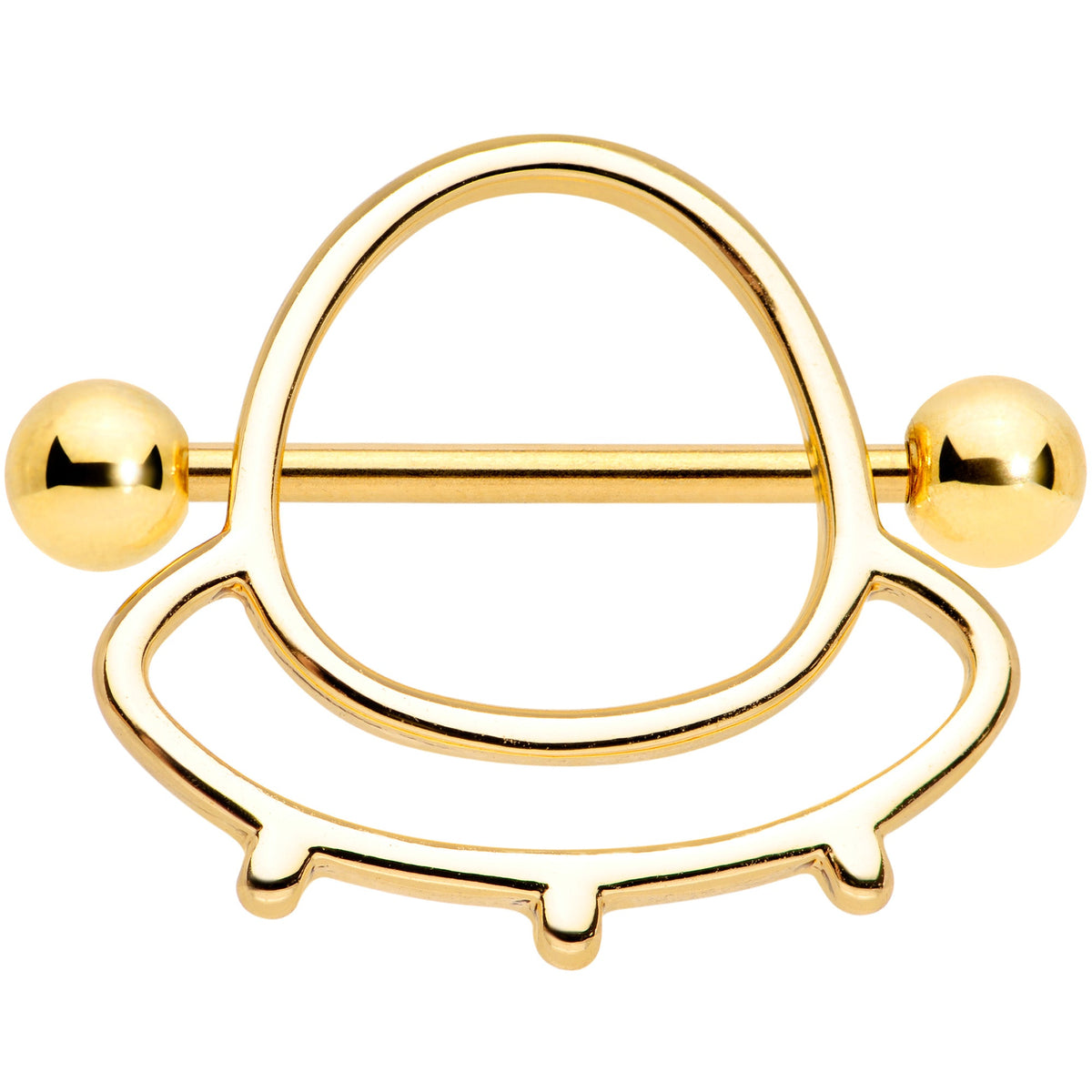 14G 9/16 Gold Tone Outer Space UFO Nipple Shield Set