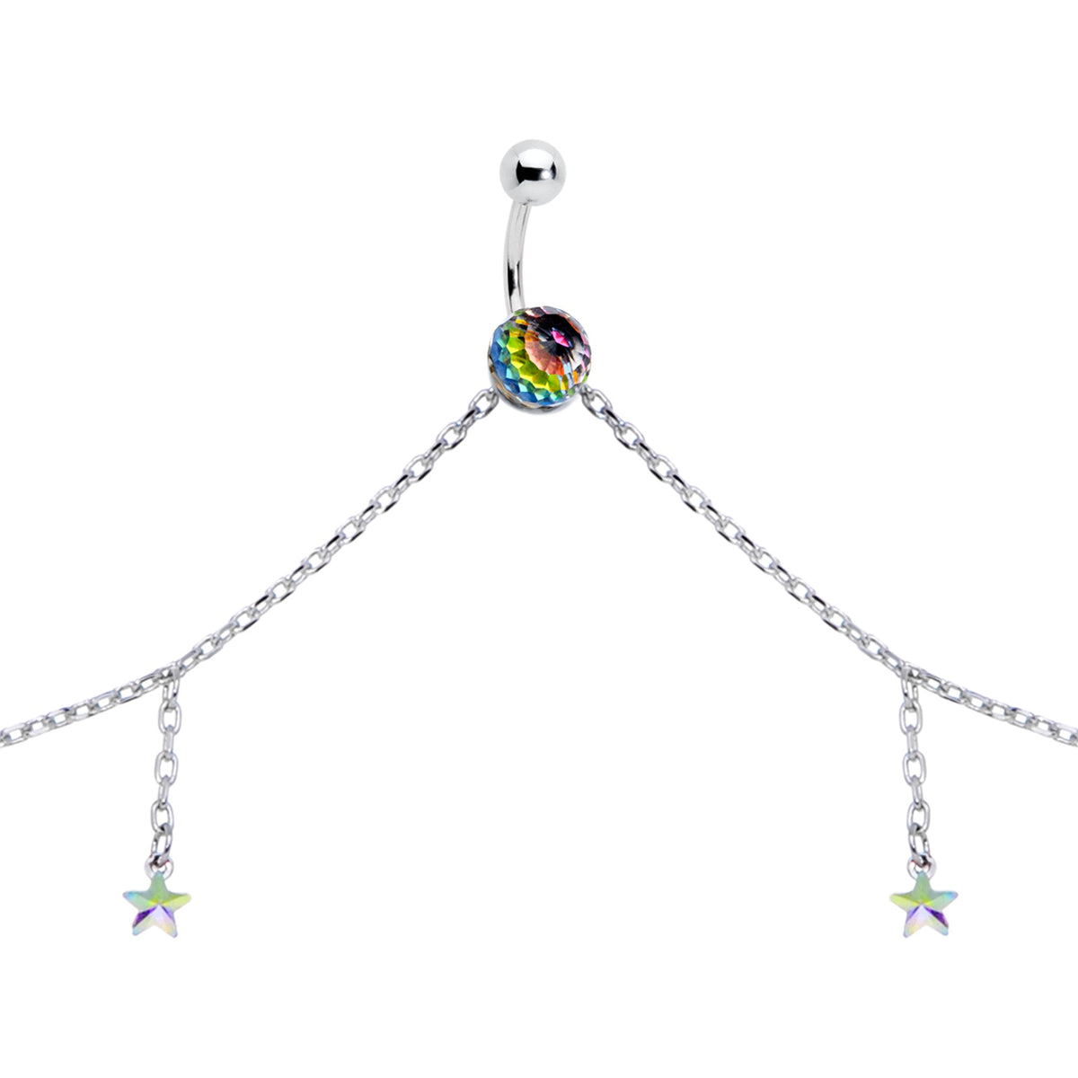 Iridescent Aurora Gem Orb Star Belly Ring Belly Chain