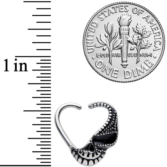 16G 3/8 Skull Face Heart Left Ear Closure Ring