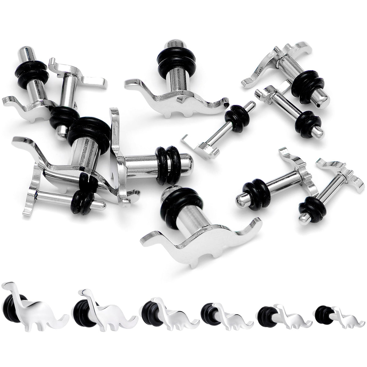 Brontosaurus Dinosaur Single Flare Plug Set 14G to 4G
