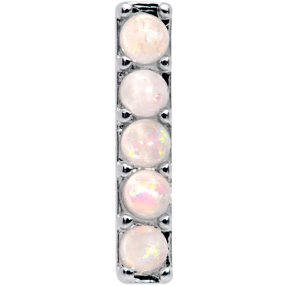 16G 1/4 White Faux Opal Quintuplet Cartilage Tragus Earring