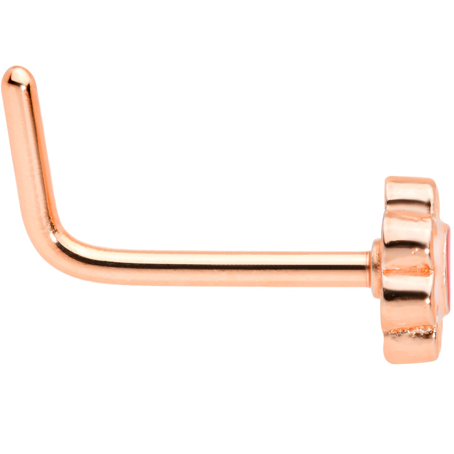 20G 5/16 Rose Gold Tone Spring Flower L Shaped Nose Ring