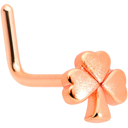 20G 5/16 Rose Gold Tone St Patricks Shamrock L Shaped Nose Ring